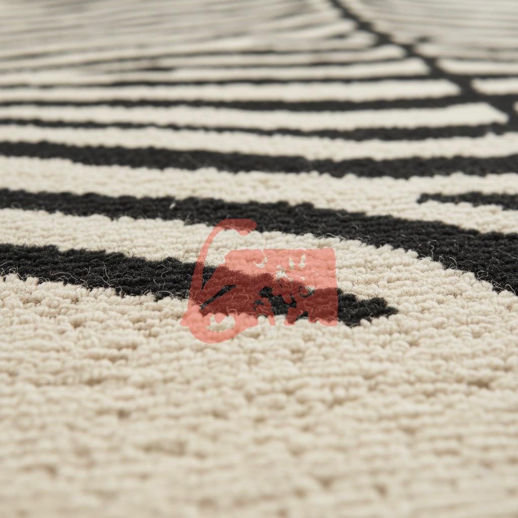 Hand-Knotted Wool Zebra Print Rug, Modern Statement Rug