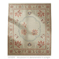 Handwoven Oushak Wool Rug: Sage Green Rust Floral