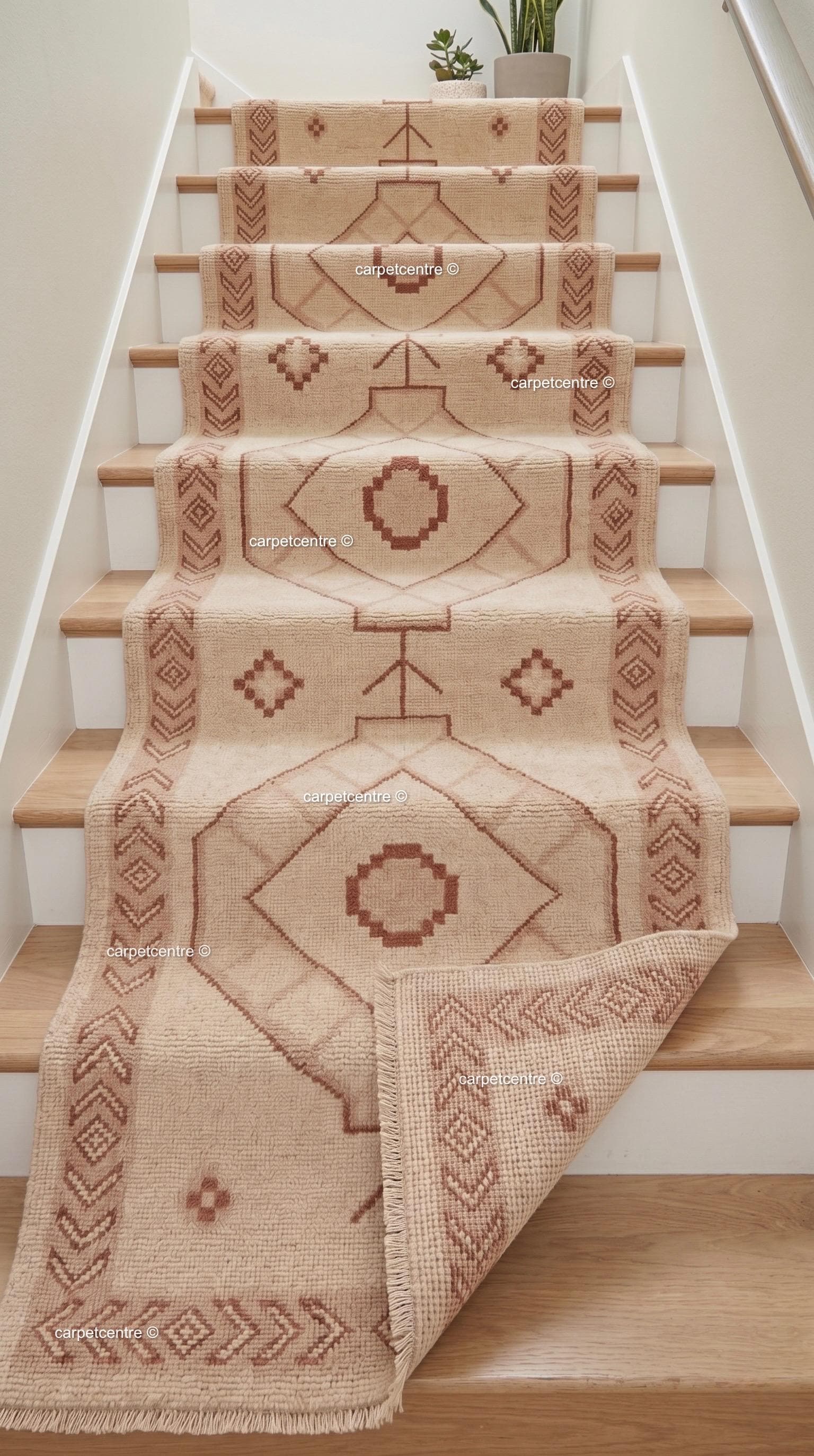 Hand-Knotted Wool Oushak Runner Rug, Geometric Medallion Hallway Carpet 3x10