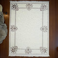 Handwoven Wool Art Silk Rug: Ivory Floral Border (11'3" x 8'3")