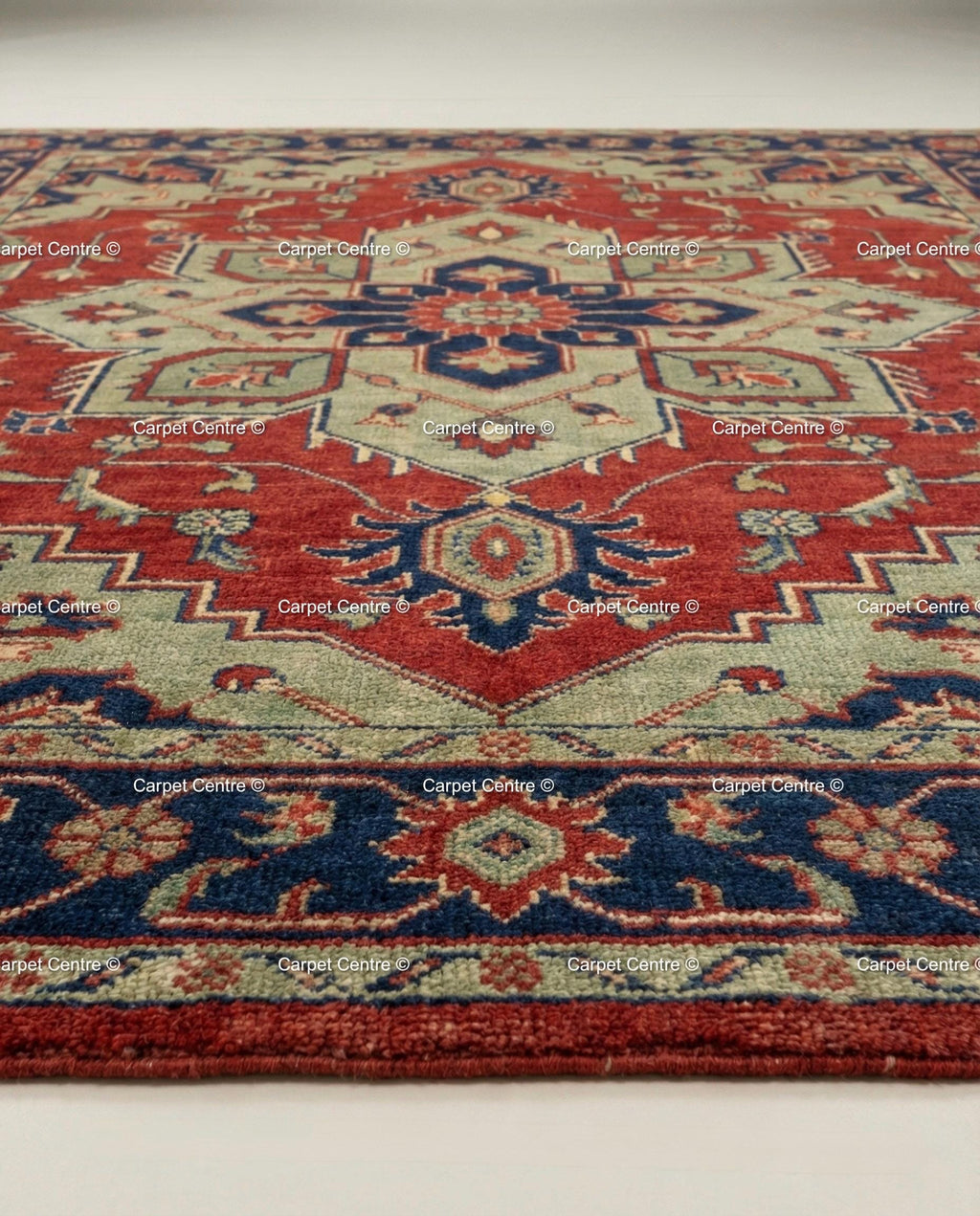 Hand-Knotted Turkish Wool Oushak Rug, Red Heriz Medallion