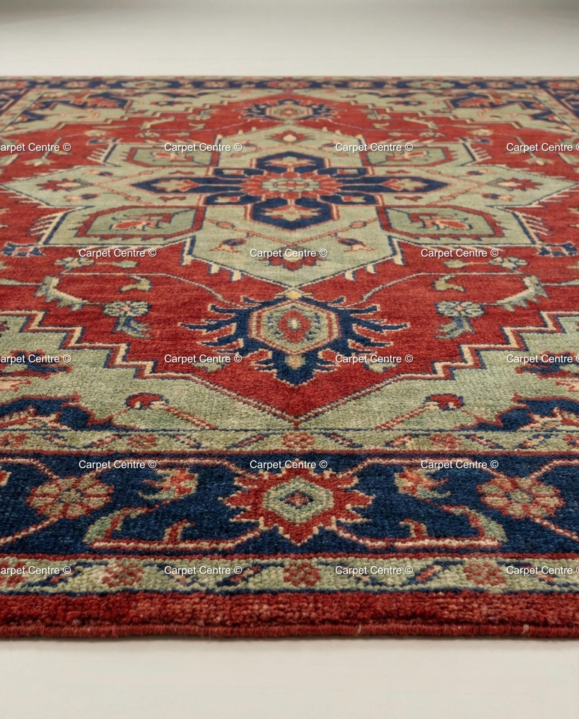 Hand-Knotted Turkish Wool Oushak Rug, Red Heriz Medallion