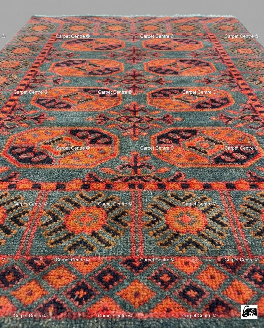 Teal Oushak Rug, Rust Geometric Kazak, Hand Knotted Wool