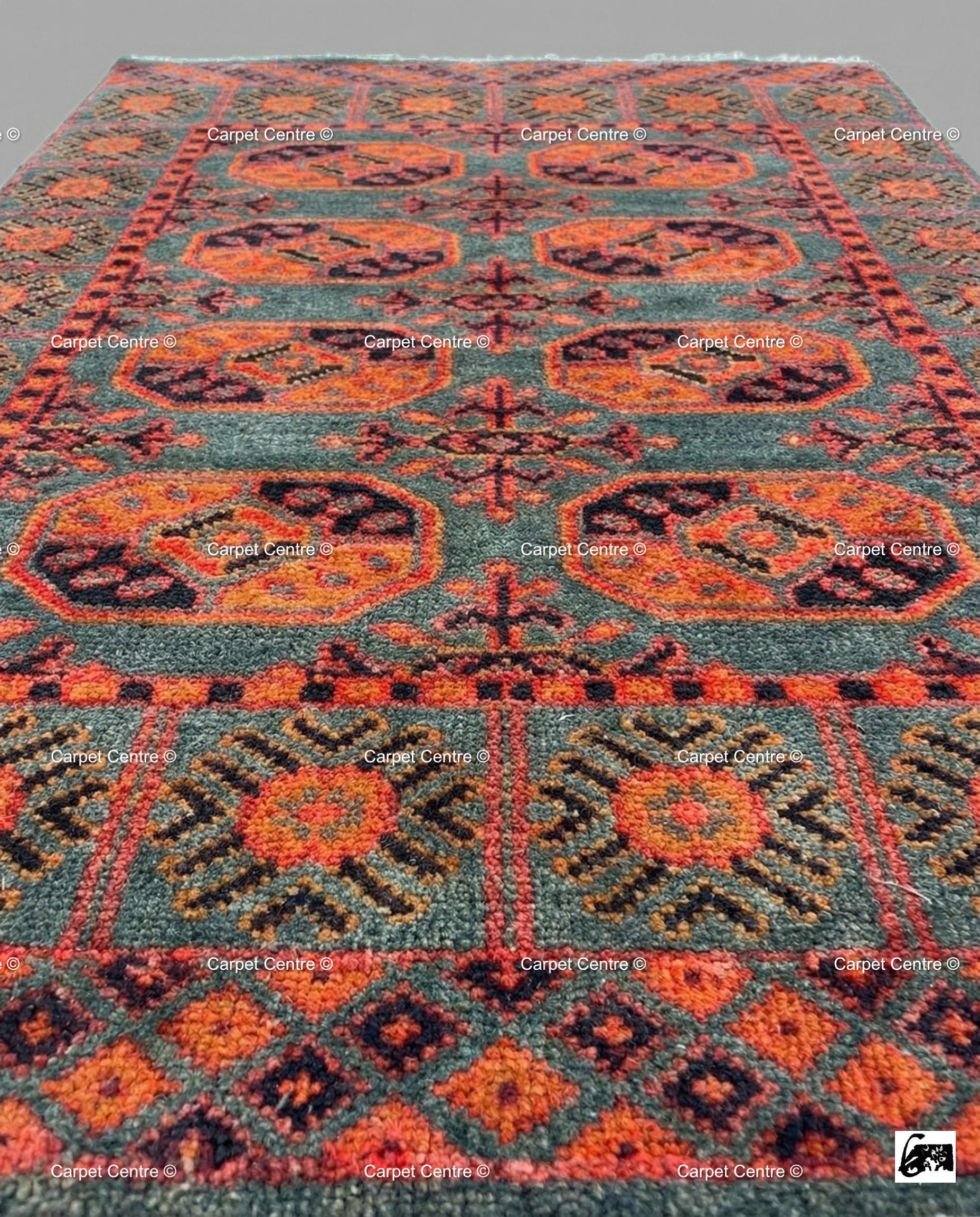 Teal Oushak Rug, Rust Geometric Kazak, Hand Knotted Wool