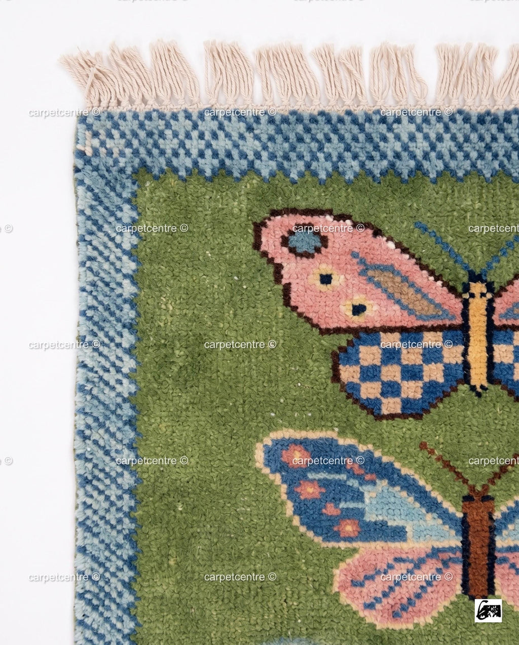 Handmade Wool Butterfly Runner Rug | Colorful Hallway Carpet, Custom Sizes