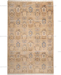 Hand Knotted Oushak Rug, Beige Blue Wool Carpet, Vintage Boho Farmhouse Bedroom Rug