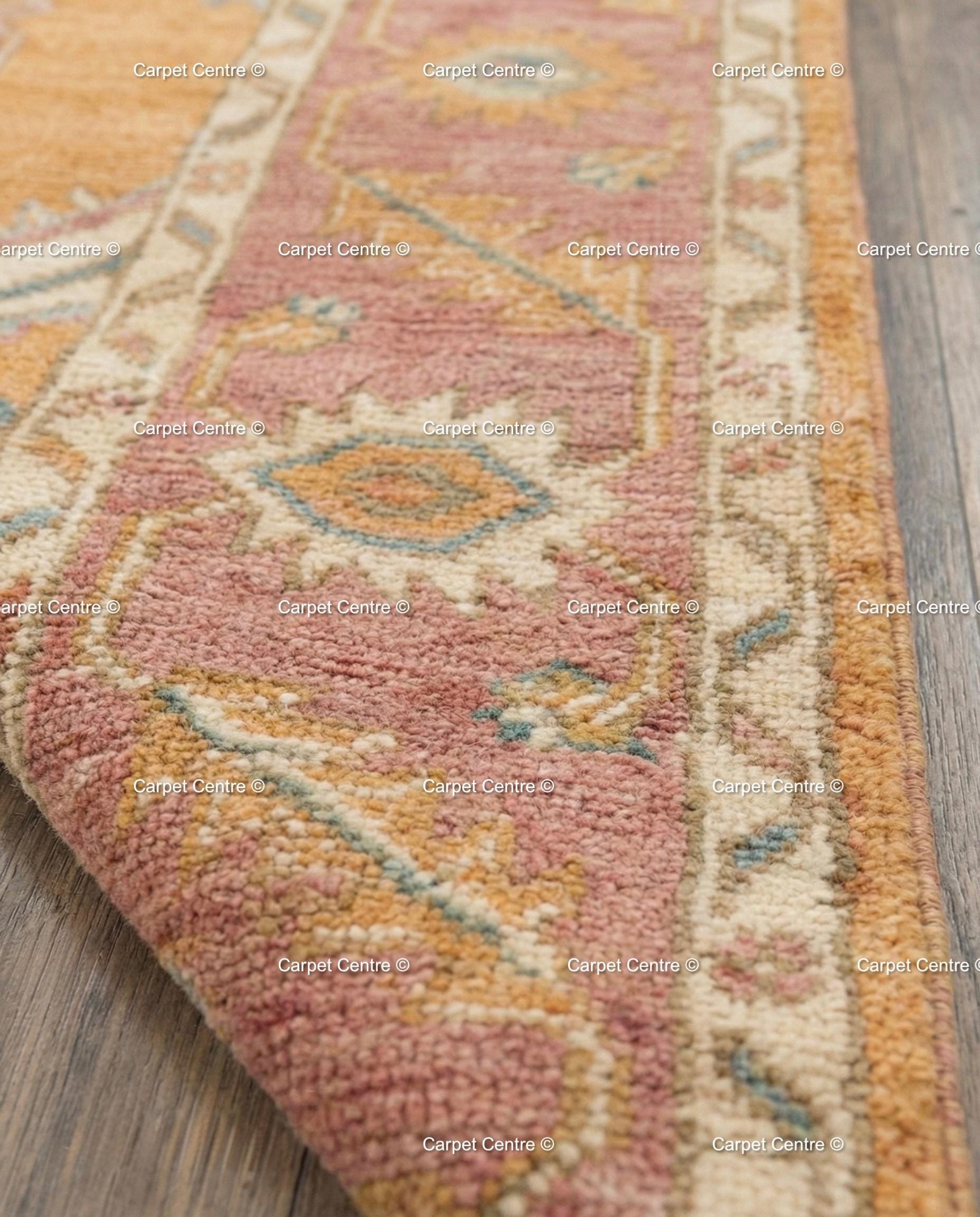 Golden Yellow Oushak Rug, Hand Knotted Wool 8x10, Sunset Boho Decor