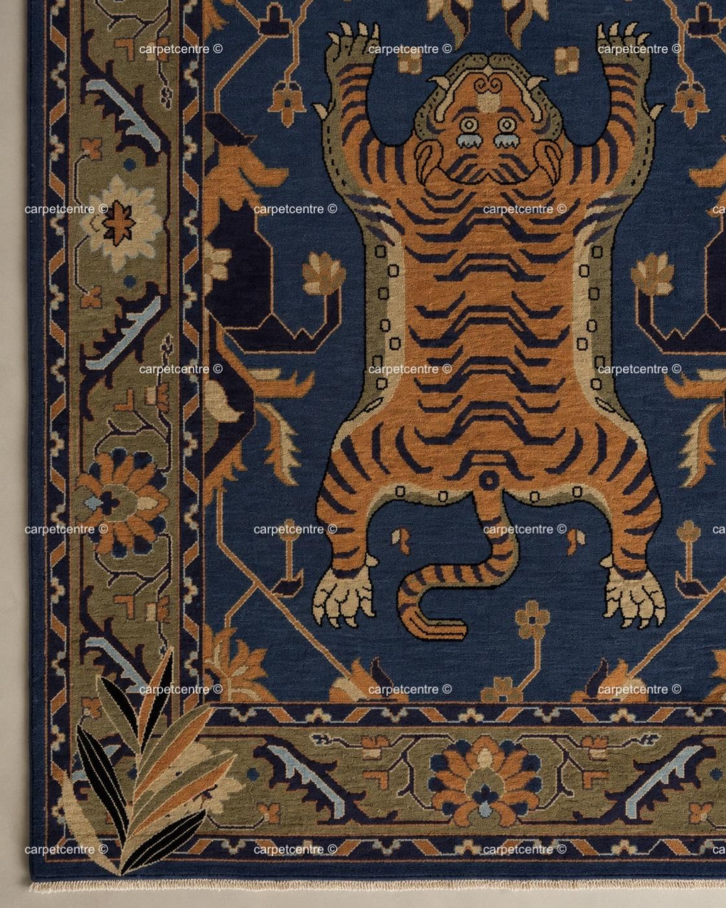 Hand Knotted Tiger Oushak Rug, 100% New Zealand Wool, Turkish Animal Motif Area Rug