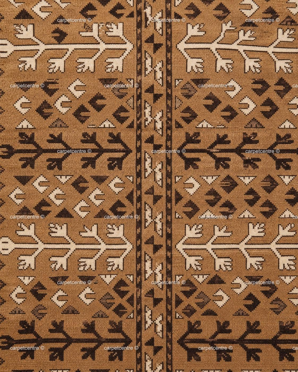 Hand Knotted Oushak Rug: New Zealand Wool, Tribal Geometric Design