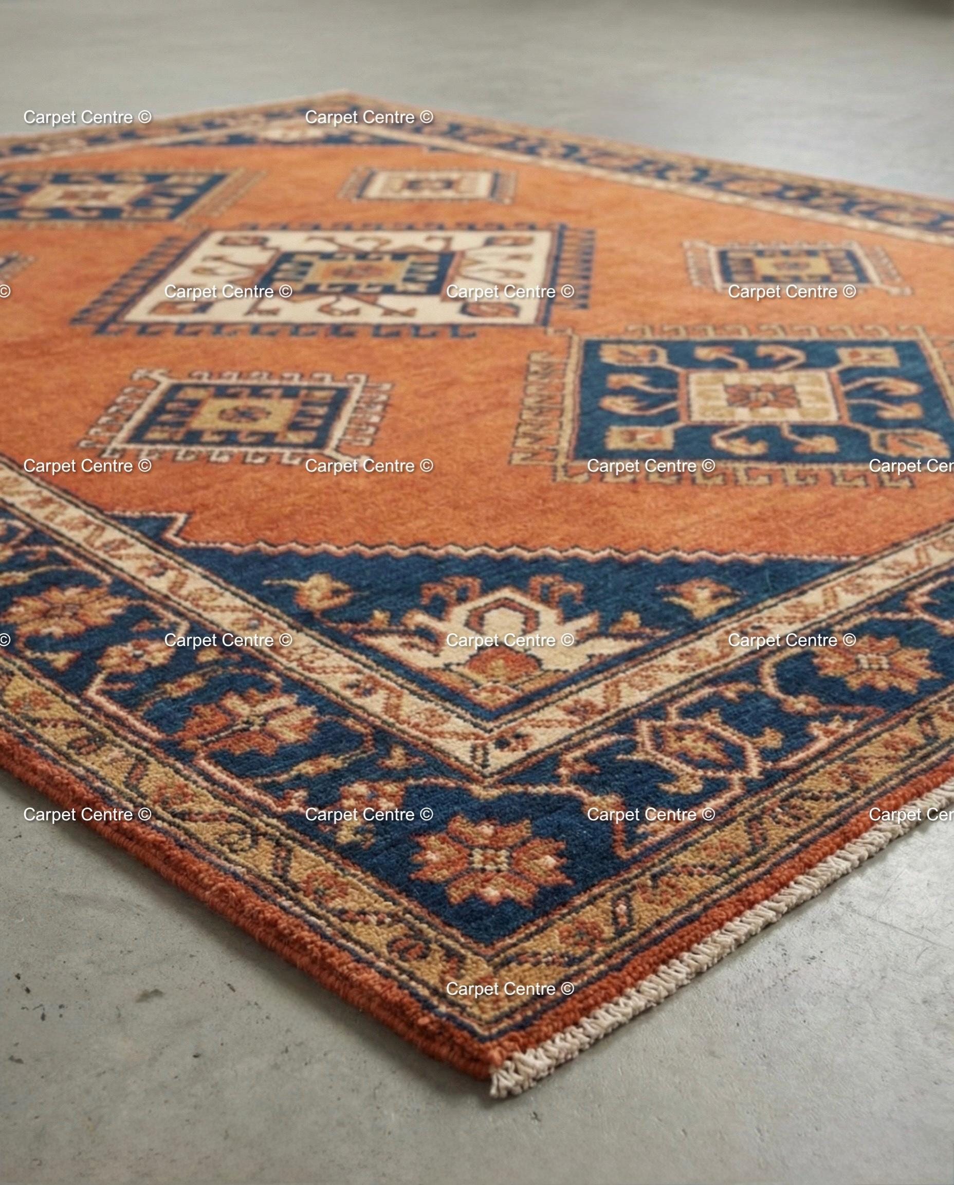Terracotta Oushak Wool Rug, Hand Knotted Turkish Carpet