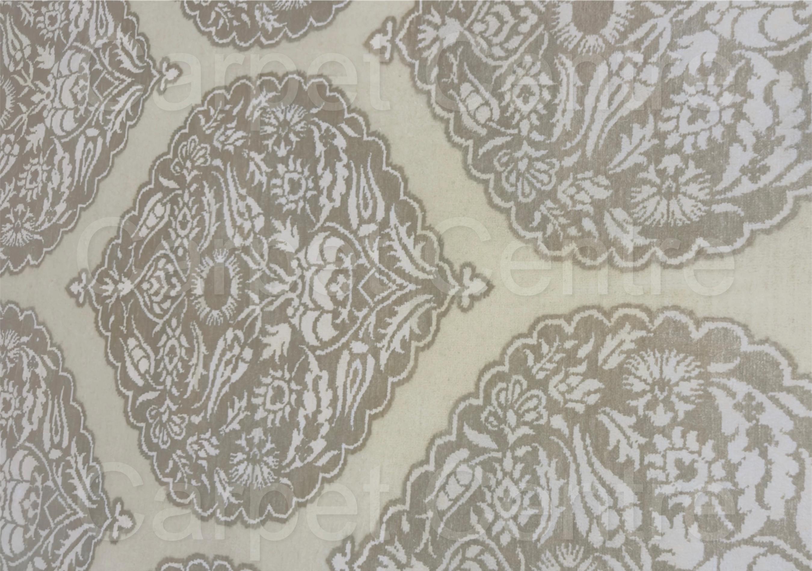 Handwoven Wool Area Rug 4x6 ft: Beige Medallion Oriental Carpet