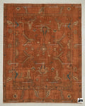 Hand Knotted Terracotta Oushak Rug, Geometric Wool Area Carpet, Boho Living Room Home Decor