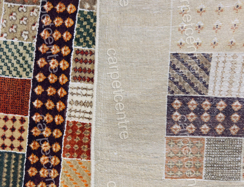 Hand-Knotted Wool Area Rug | Patchwork Tribal Geometric Design (8x6)