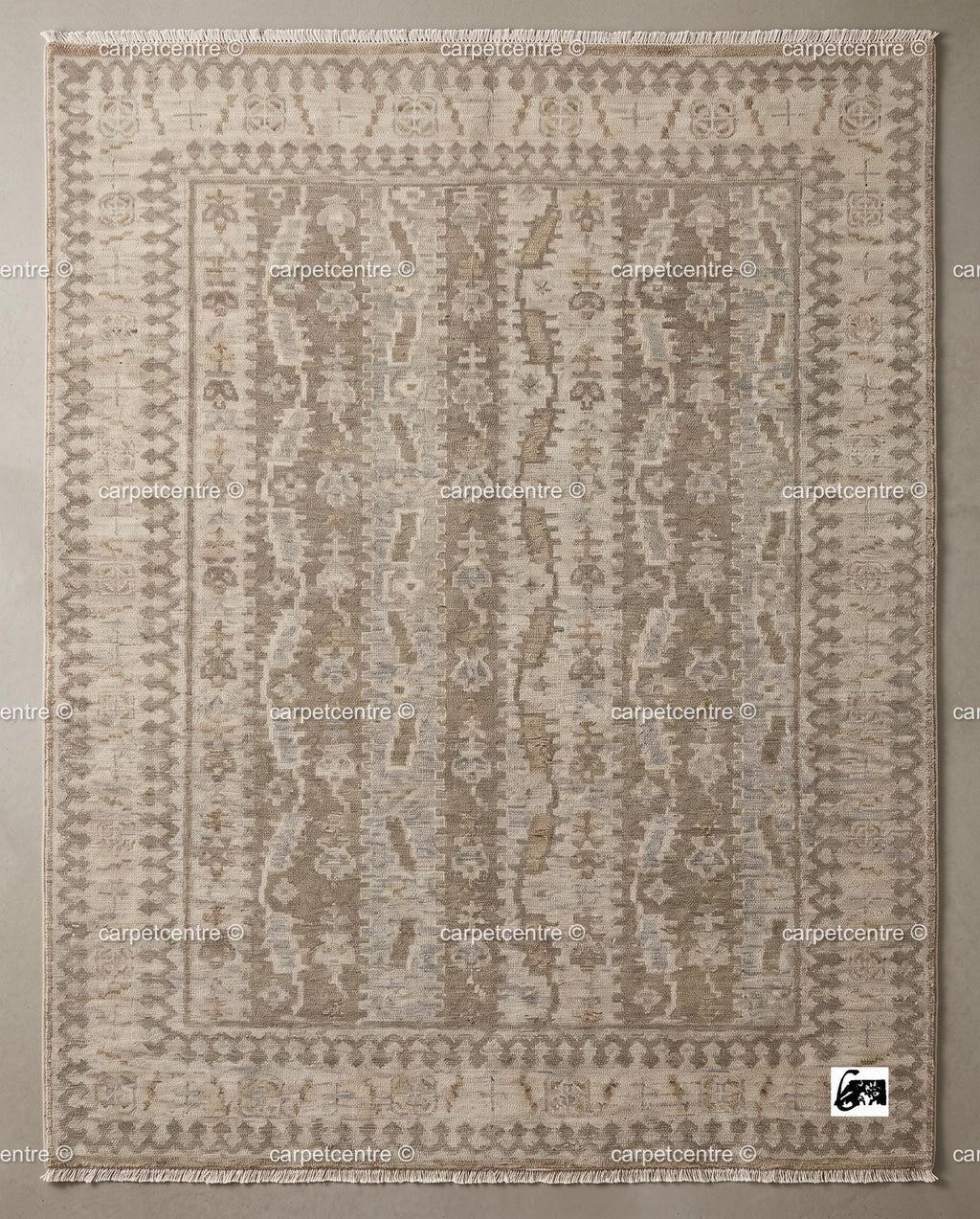 Hand Knotted Wool Oushak Rug, Neutral Beige Anatolian Carpet, Farmhouse Living Room Area Rug