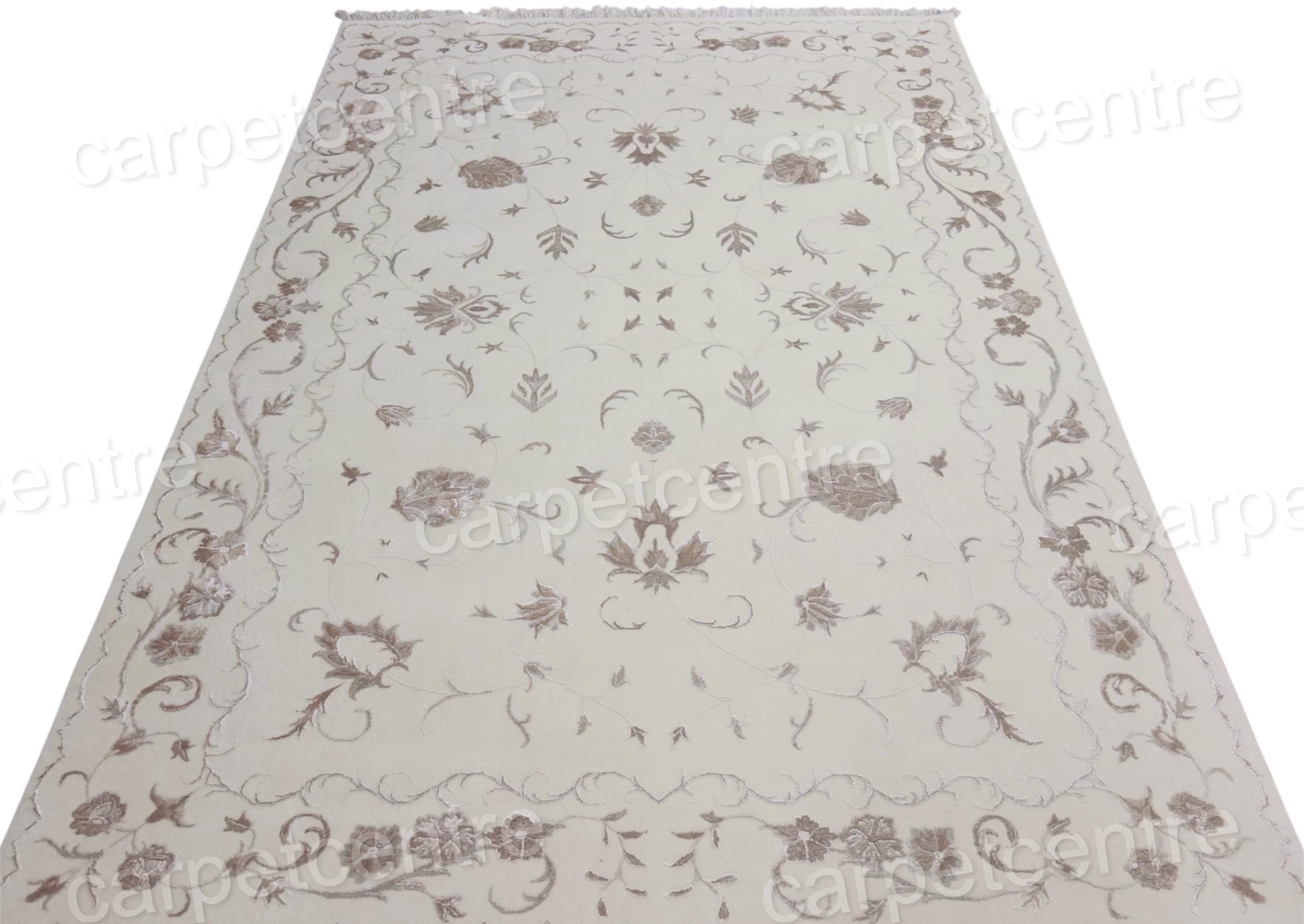 Vintage Floral Wool Area Rug: Handwoven Art Silk 9x6