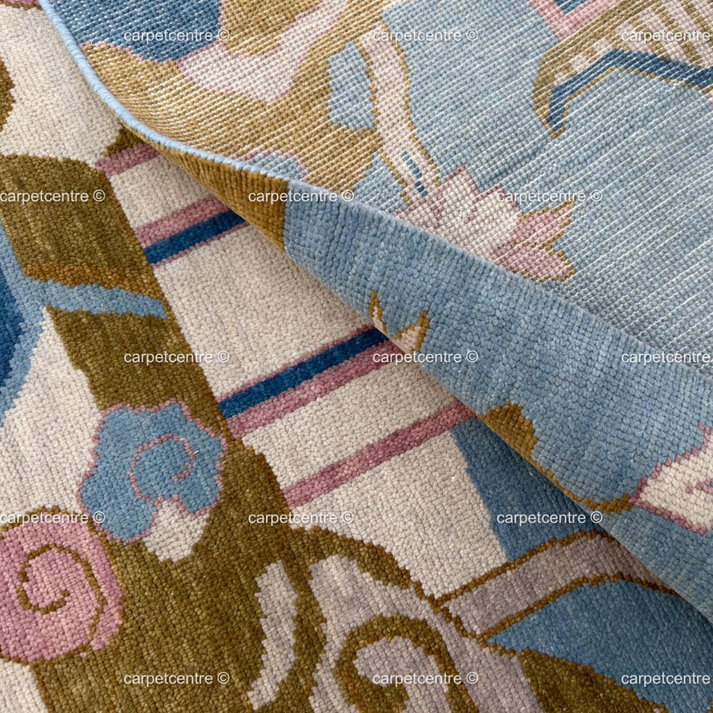 Sky Blue Chinoiserie Wool Rug,8x10 9x12 Hand-Knotted Turkish Living Room Bedroom Decor