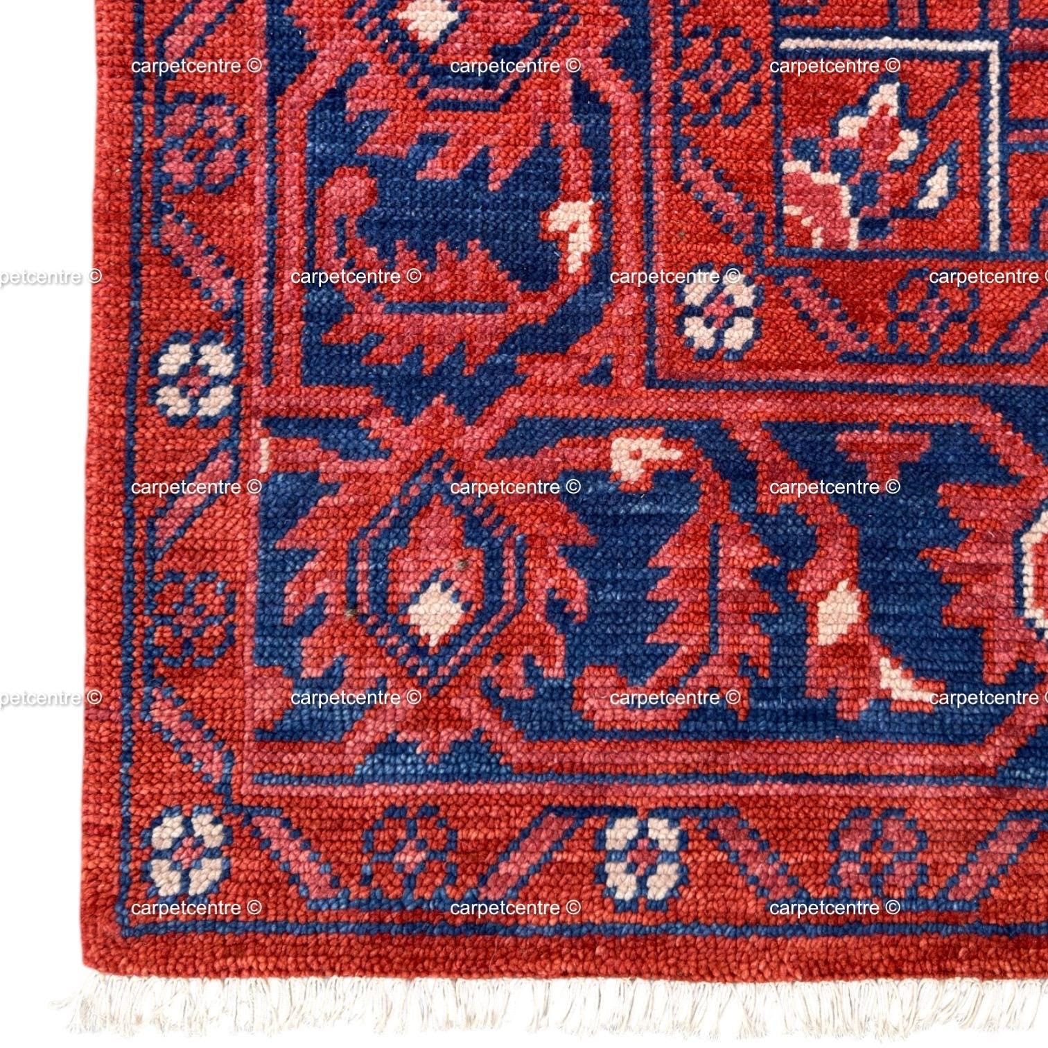 Dark Red Oushak Rug, Navy Blue Heriz Medallion, Hand Knotted 8x10 9x12 Wool Area Rug, Vintage Persian Style, Burgundy Living Room Carpet