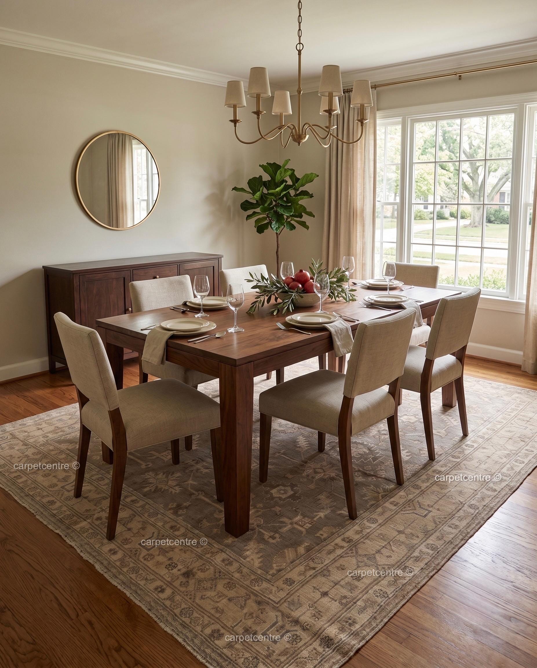 Hand Knotted Oushak Wool Rug, Taupe Beige Vintage Anatolian Carpet, Neutral Farmhouse Area Rug