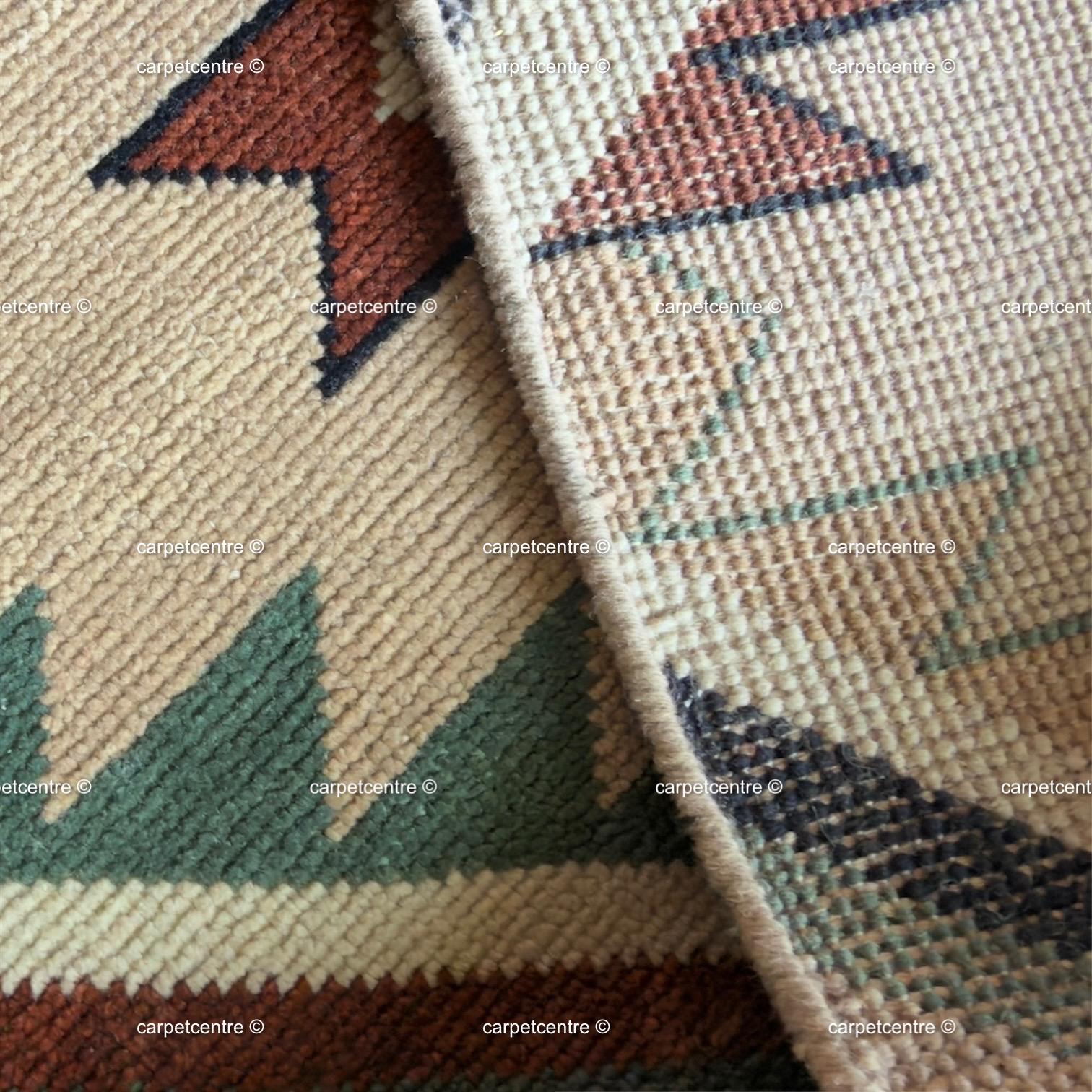 Southwestern Geometric Oushak Runner Rug | Earth Tone Tribal Hallway Carpet
