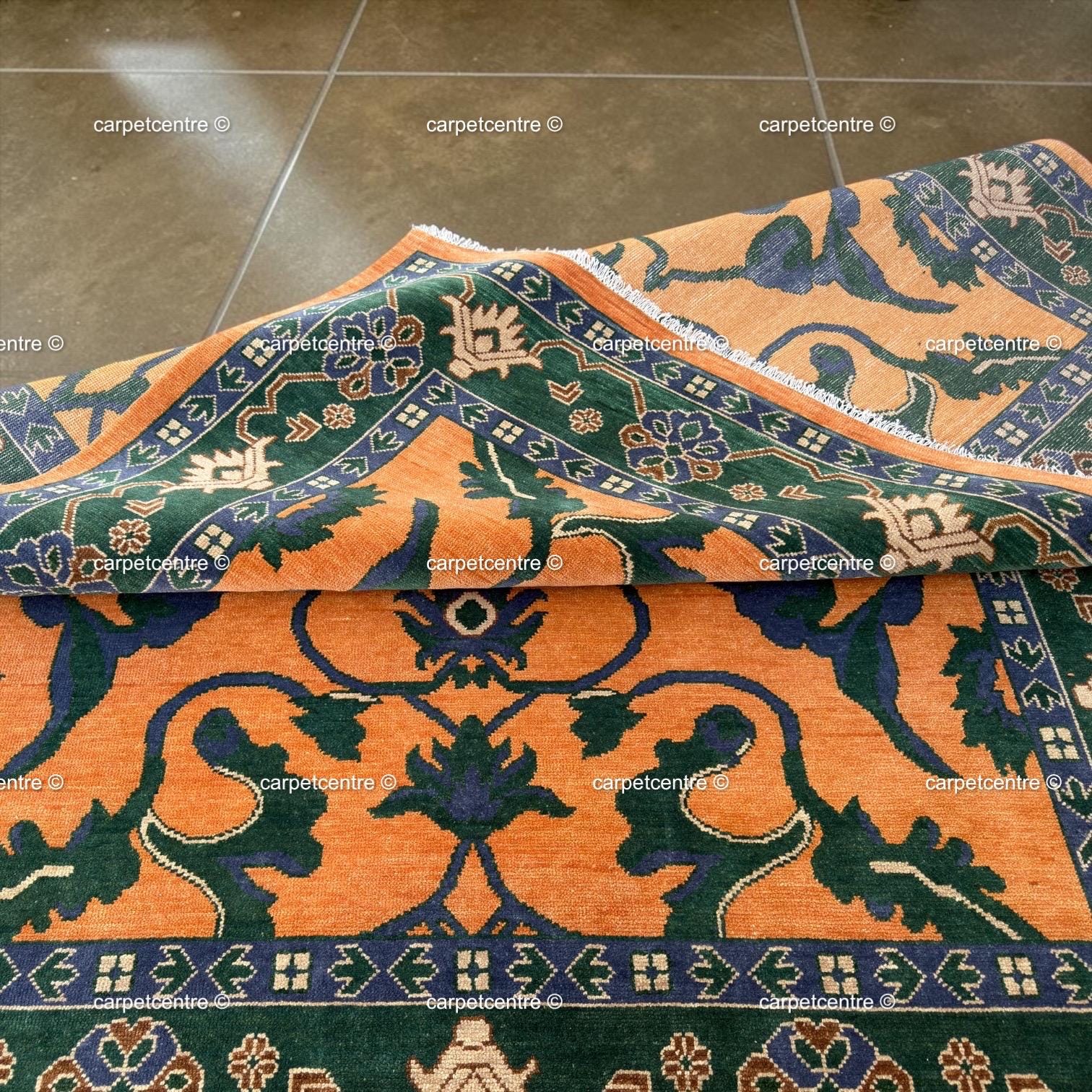 Hand Knotted Wool Oushak Rug | Terracotta, Sage & Burnt Orange