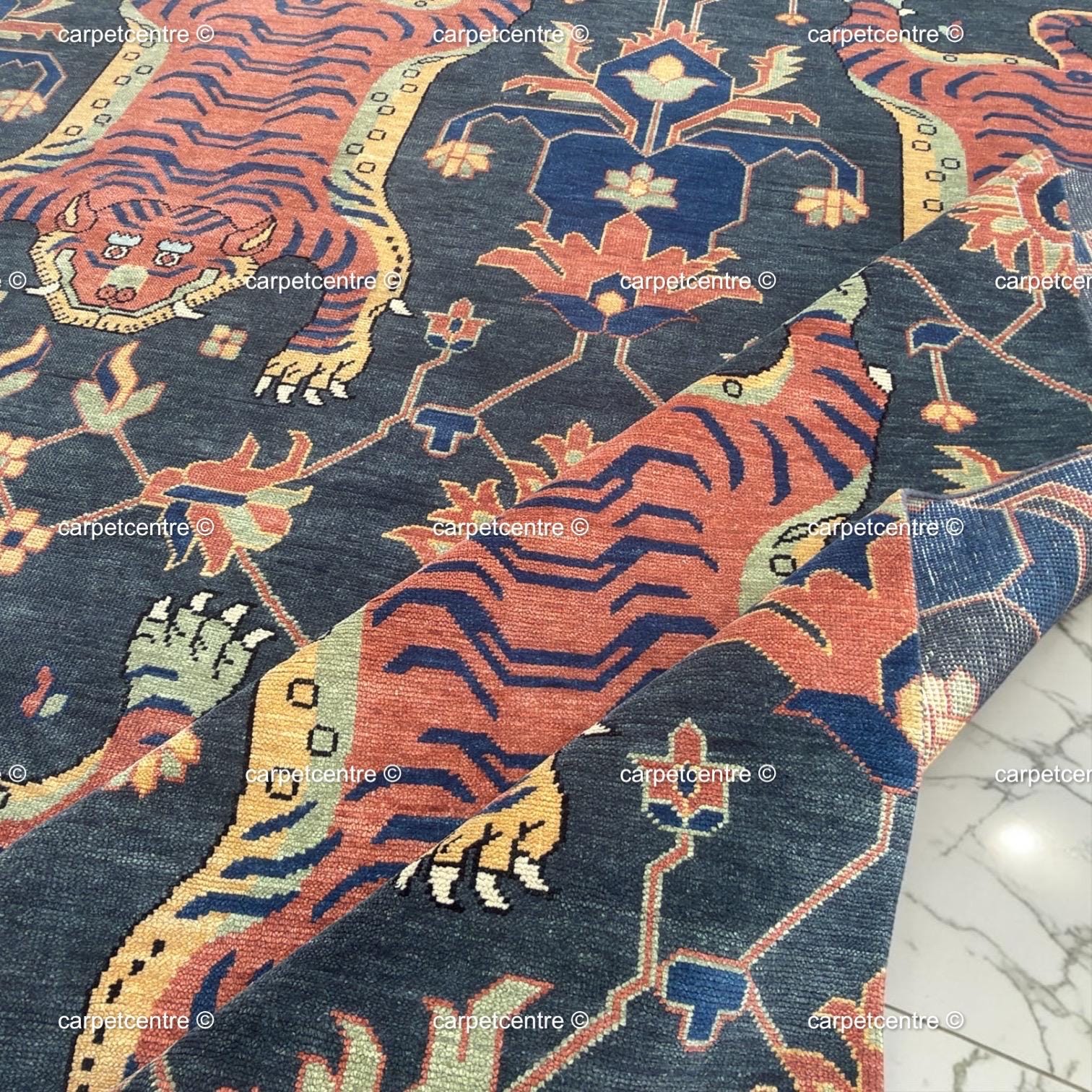 Tibetan Tiger Print Oushak Rug, Hand Knotted Wool 6x8 8x10 9x12 10x14 Area Carpet, Charcoal Rust Maximalist Decor Living Room Bedroom Decor