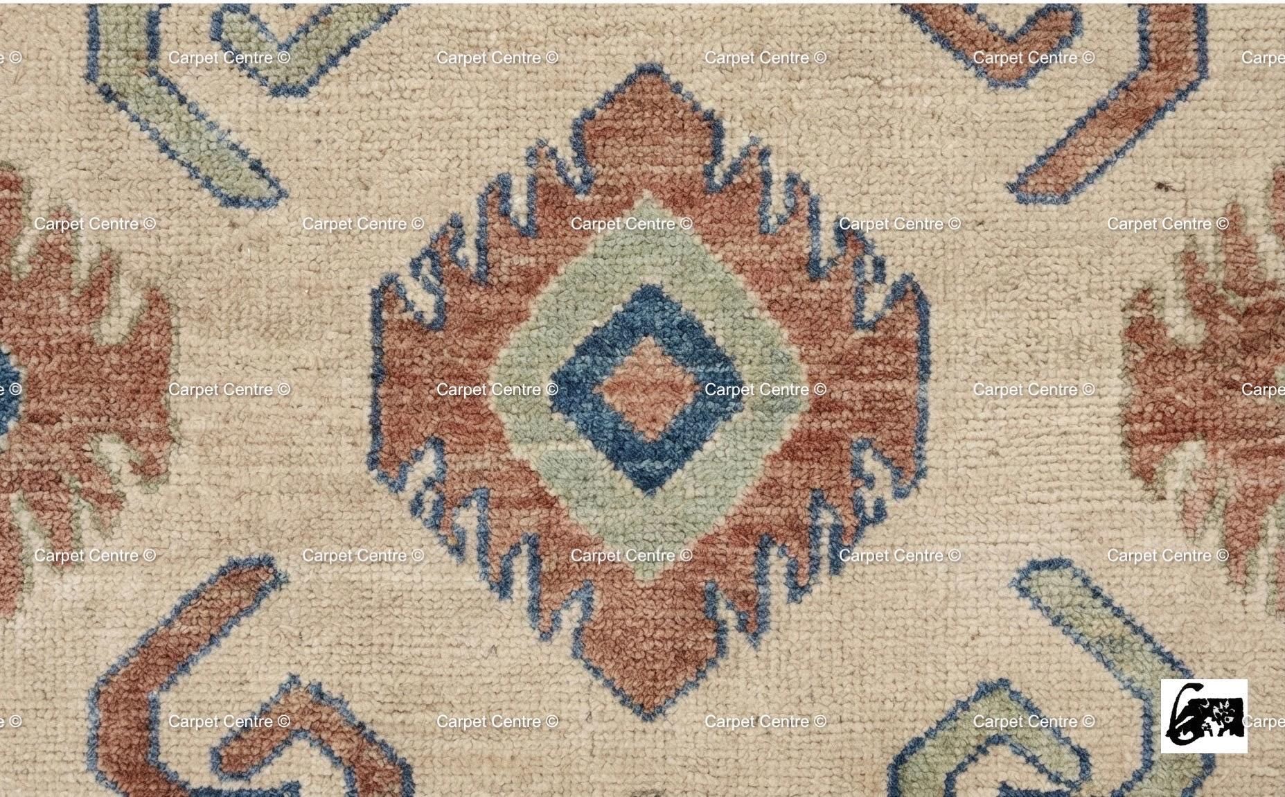 Hand Knotted Oushak Wool Rug, Geometric Diamond, Boho Home Decor