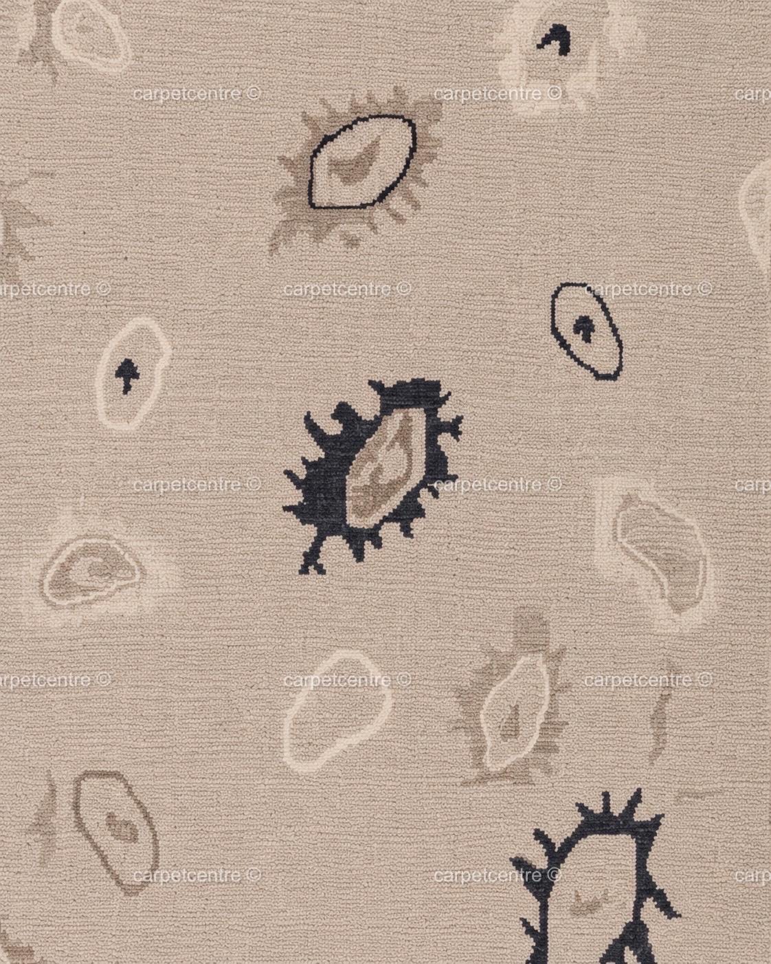 Hand Knotted Oushak Wool Rug | Neutral Beige Tribal Abstract Area Rug