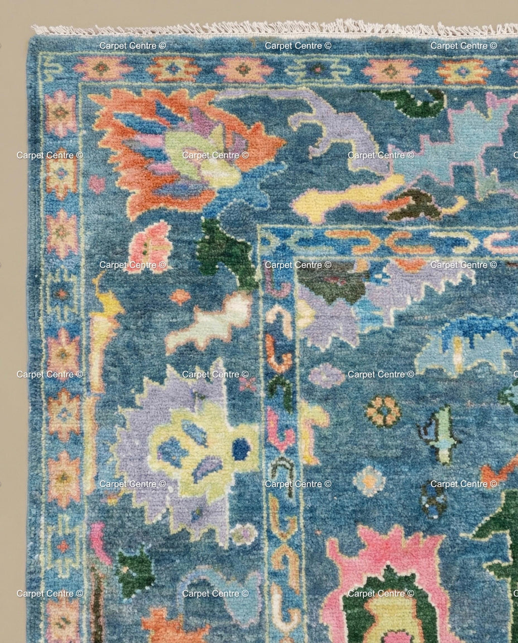 Blue Gabbeh Oushak Rug, Hand Knotted Wool Animal Design