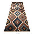 Handwoven Wool Runner Rug: Oushak Geometric Design