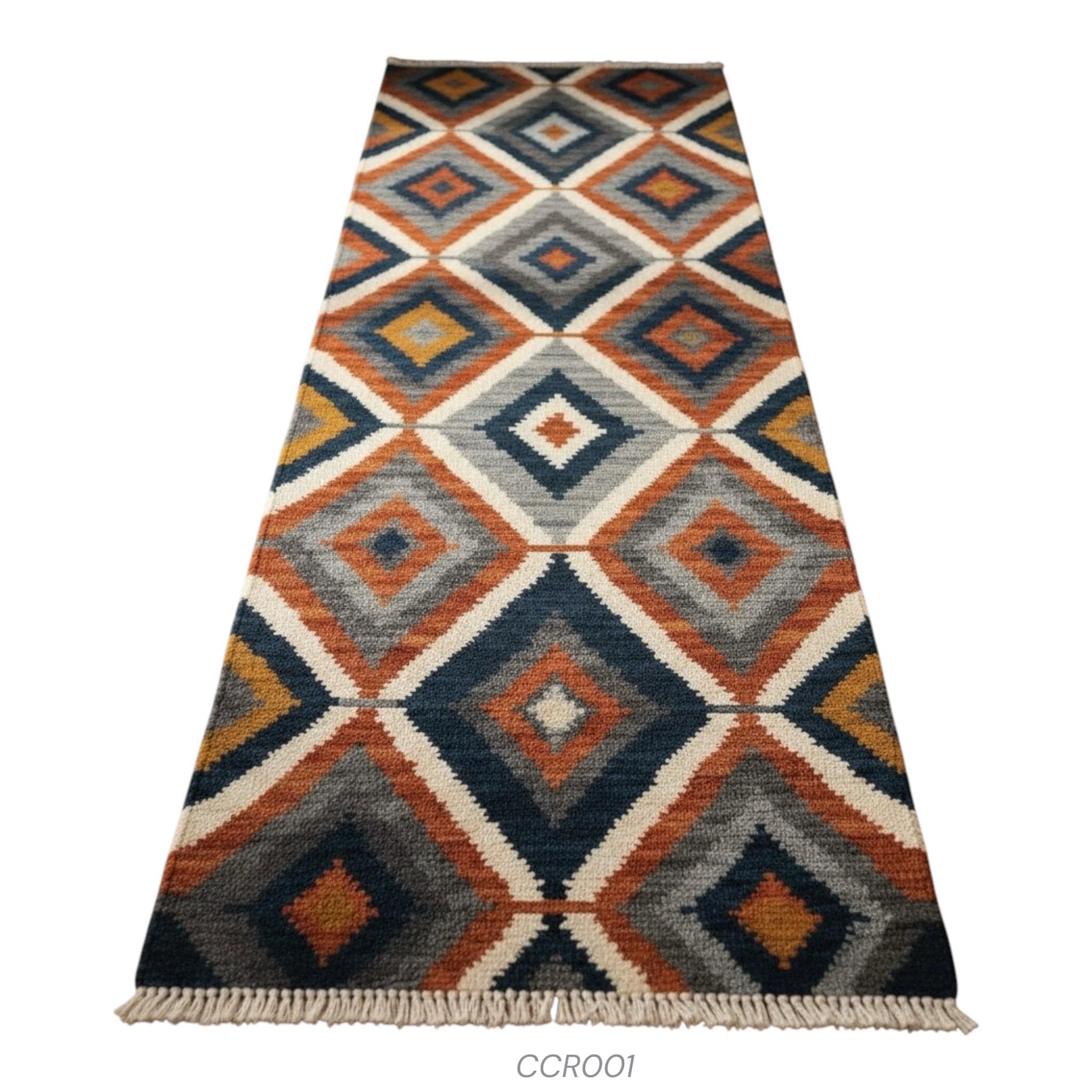 Handwoven Wool Runner Rug: Oushak Geometric Design