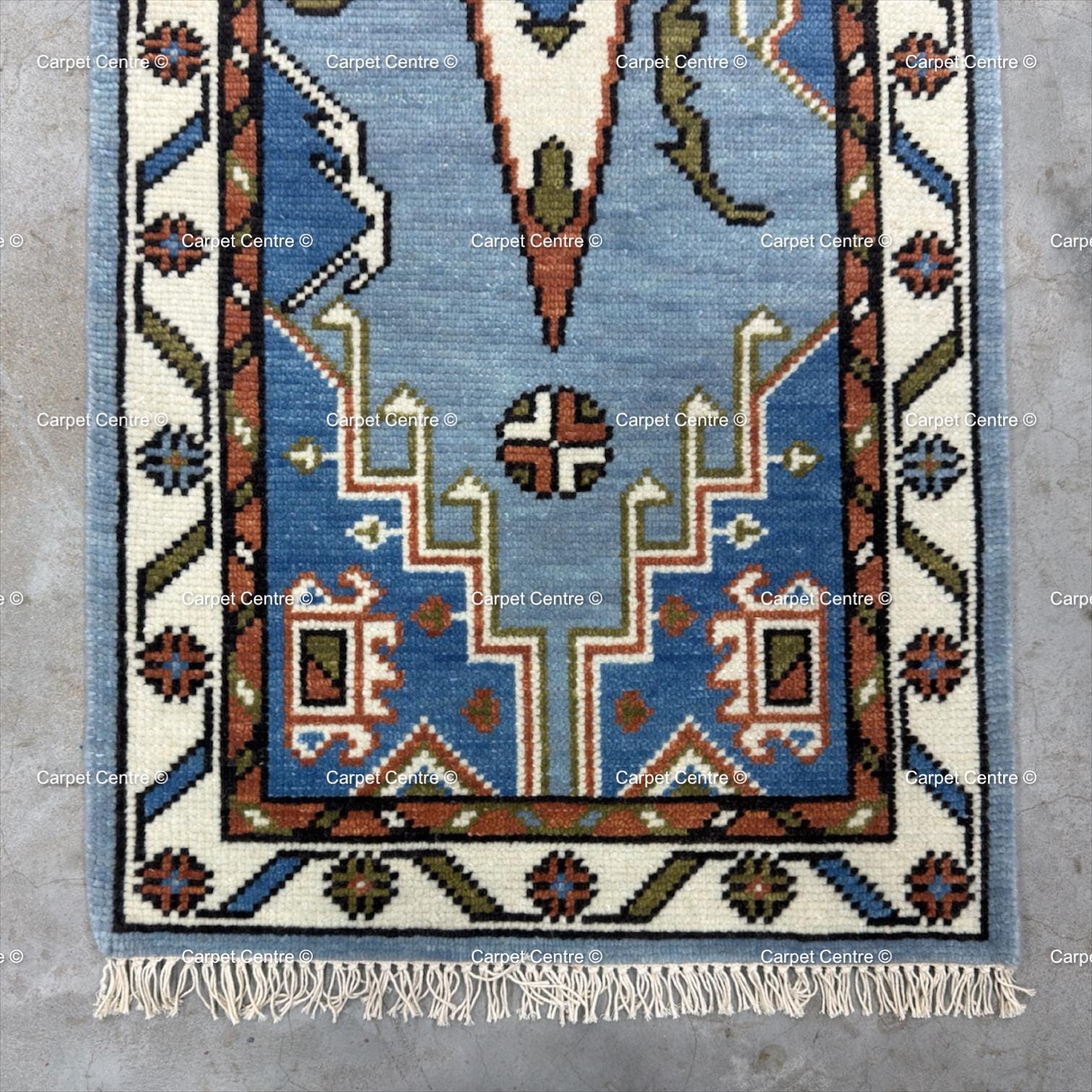 Hand-Knotted Wool Runner Rug, Canoe Figural Oushak Style, Coastal Cabin Decor