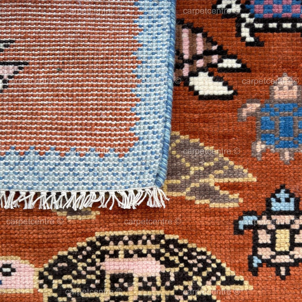 Hand Knotted Turtle Runner Rug, New Zealand Wool Oushak Style Carpet