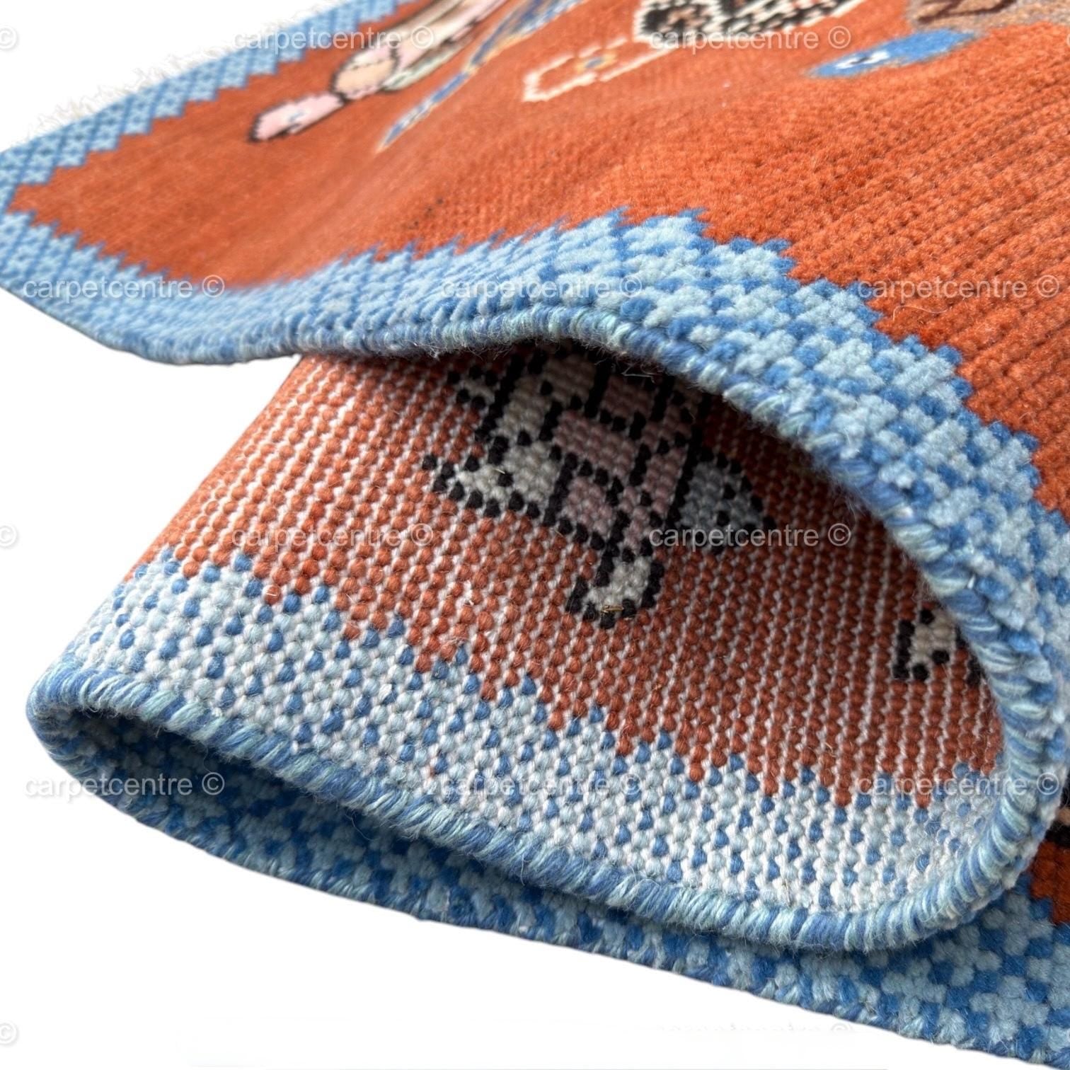 Hand Knotted Turtle Runner Rug, New Zealand Wool Oushak Style Carpet
