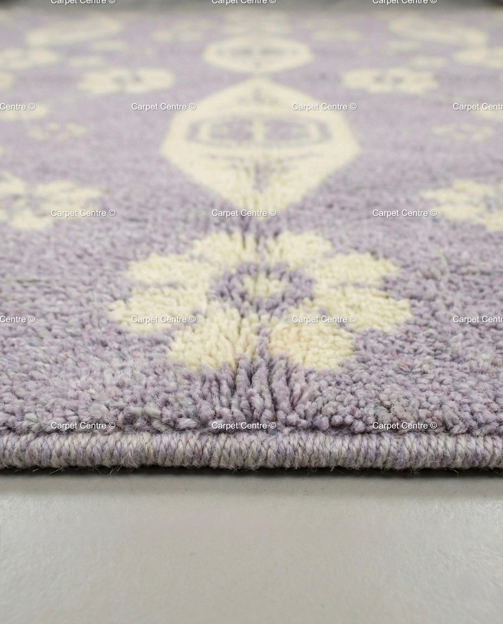 Hand-Knotted Lavender Wool Oushak Rug, Floral Boho Decor