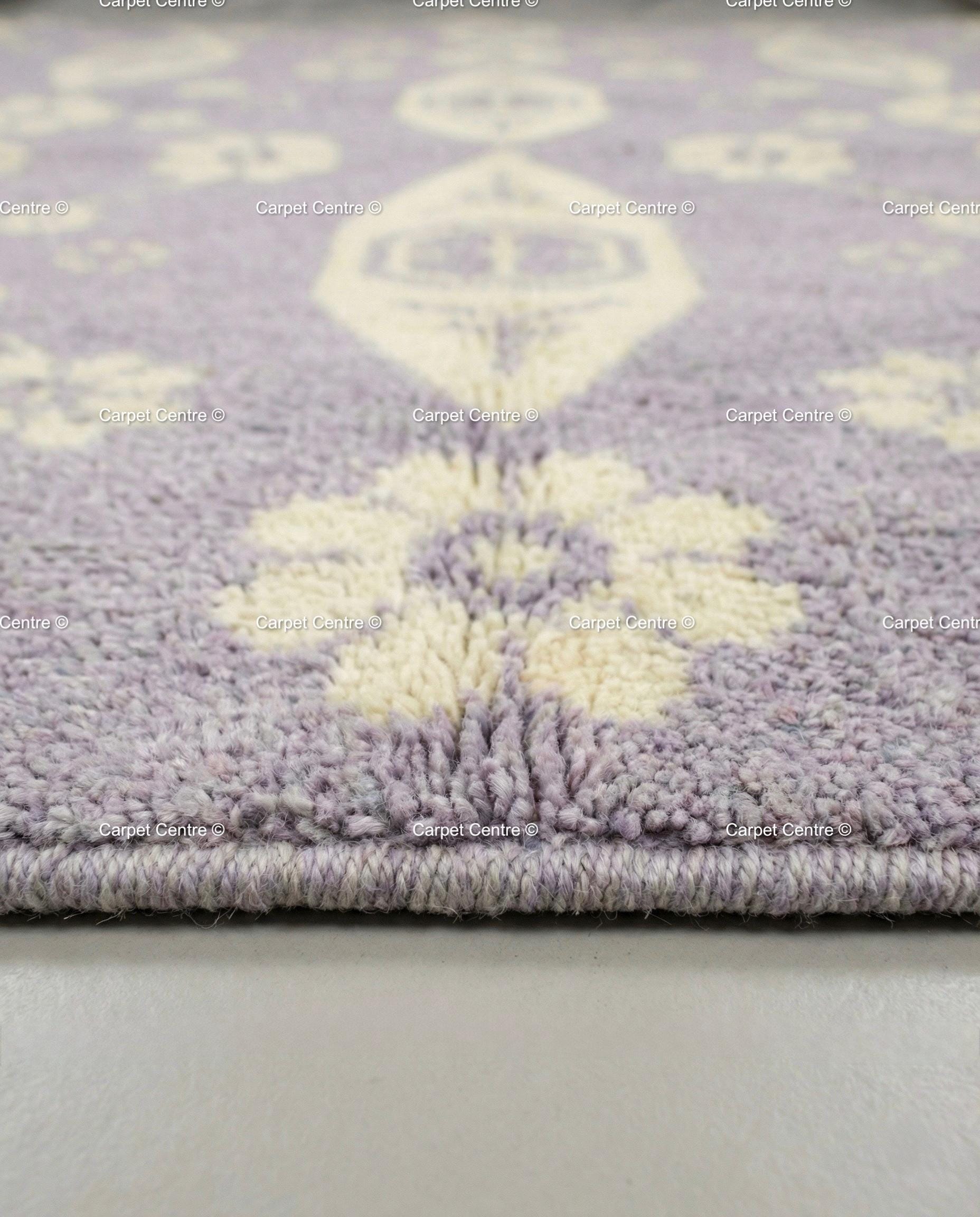 Hand-Knotted Lavender Wool Oushak Rug, Floral Boho Decor