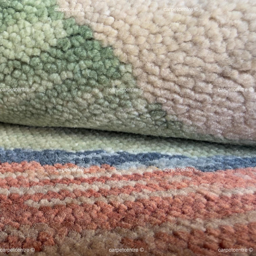 Hand Knotted Abstract Oushak Rug, 100% New Zealand Wool, Organic Waves Design