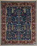 Handmade Navy Blue Oushak Rug | Tree of Life Wool Area Rug