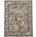 Hand Knotted Sage Green Oushak Wool Rug, Floral Botanical Area Rug