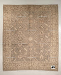 Hand Knotted Oushak Wool Rug, Taupe Beige Vintage Anatolian Carpet, Neutral Farmhouse Area Rug