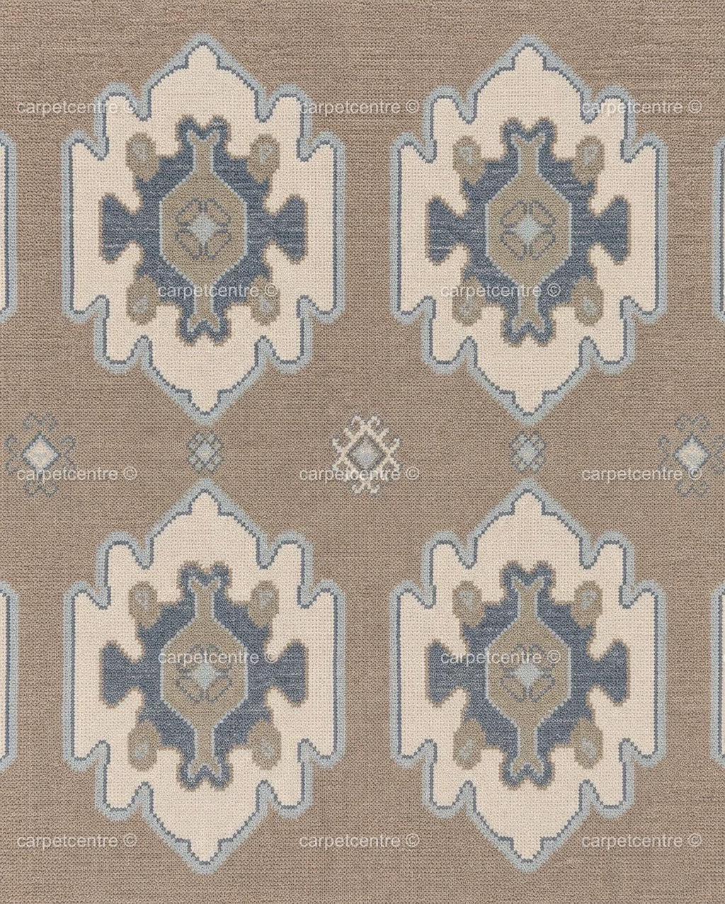Hand Knotted Wool Oushak Rug | Taupe Blue Tribal Vintage Style Carpet