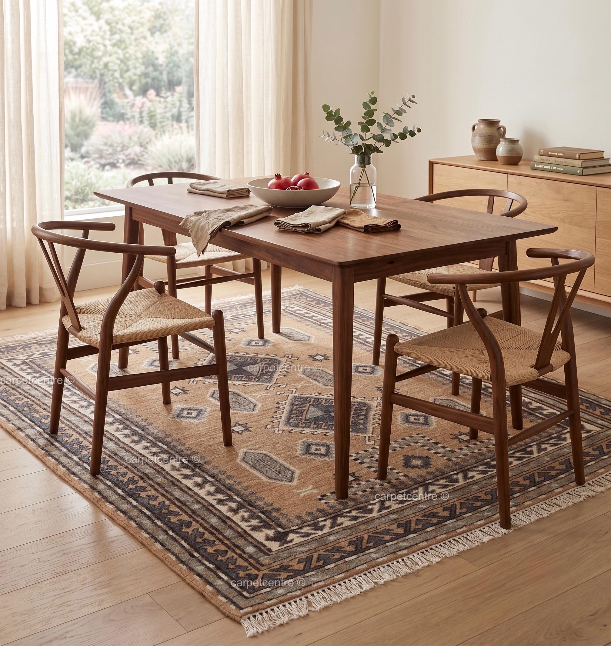 Hand Knotted Oushak Rug: 100% New Zealand Wool Tribal Southwestern Design