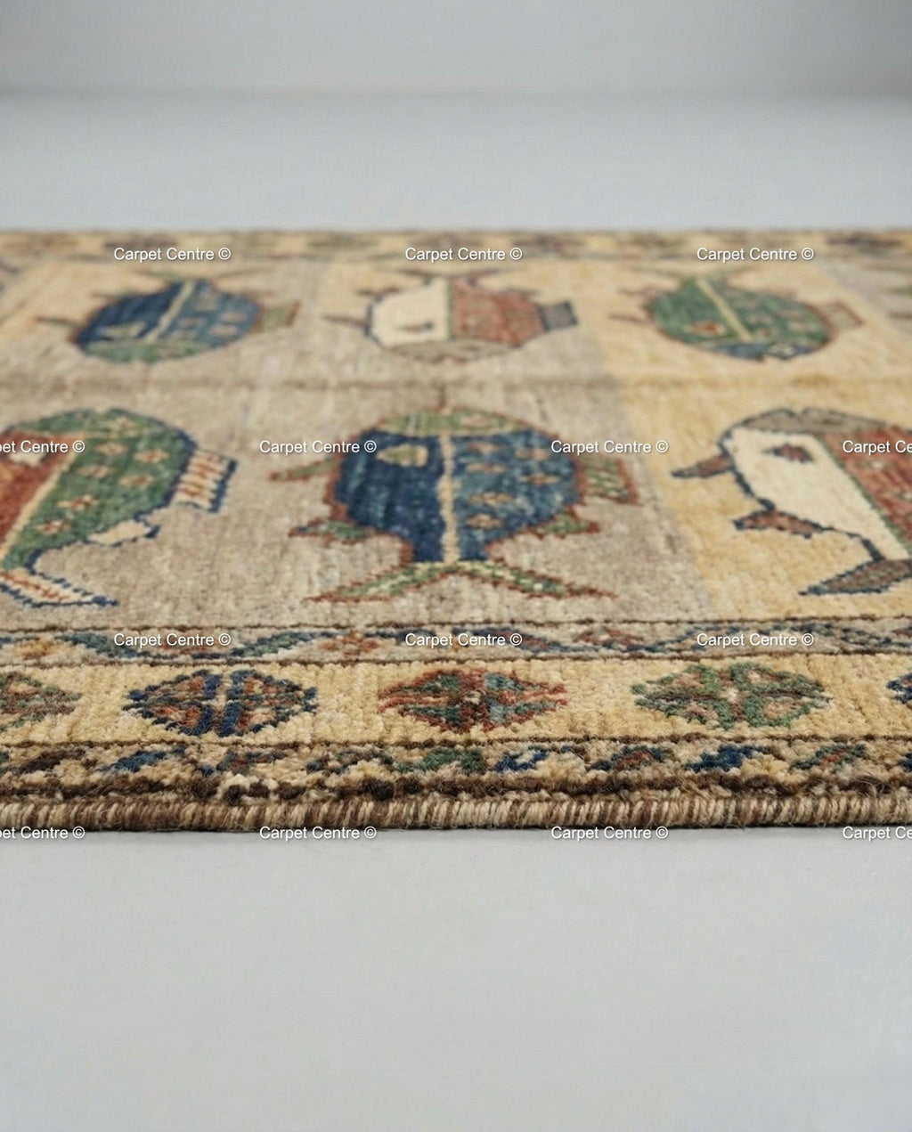 Handmade Wool Fish Rug, Turkish Oushak, Coastal Cabin Decor