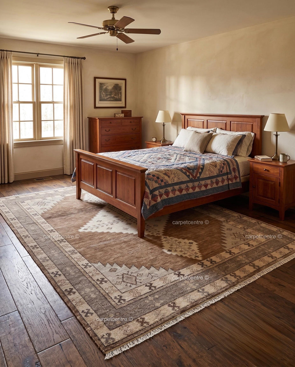 Hand Knotted Oushak Rug: Brown New Zealand Wool Tribal Carpet (Custom Size)