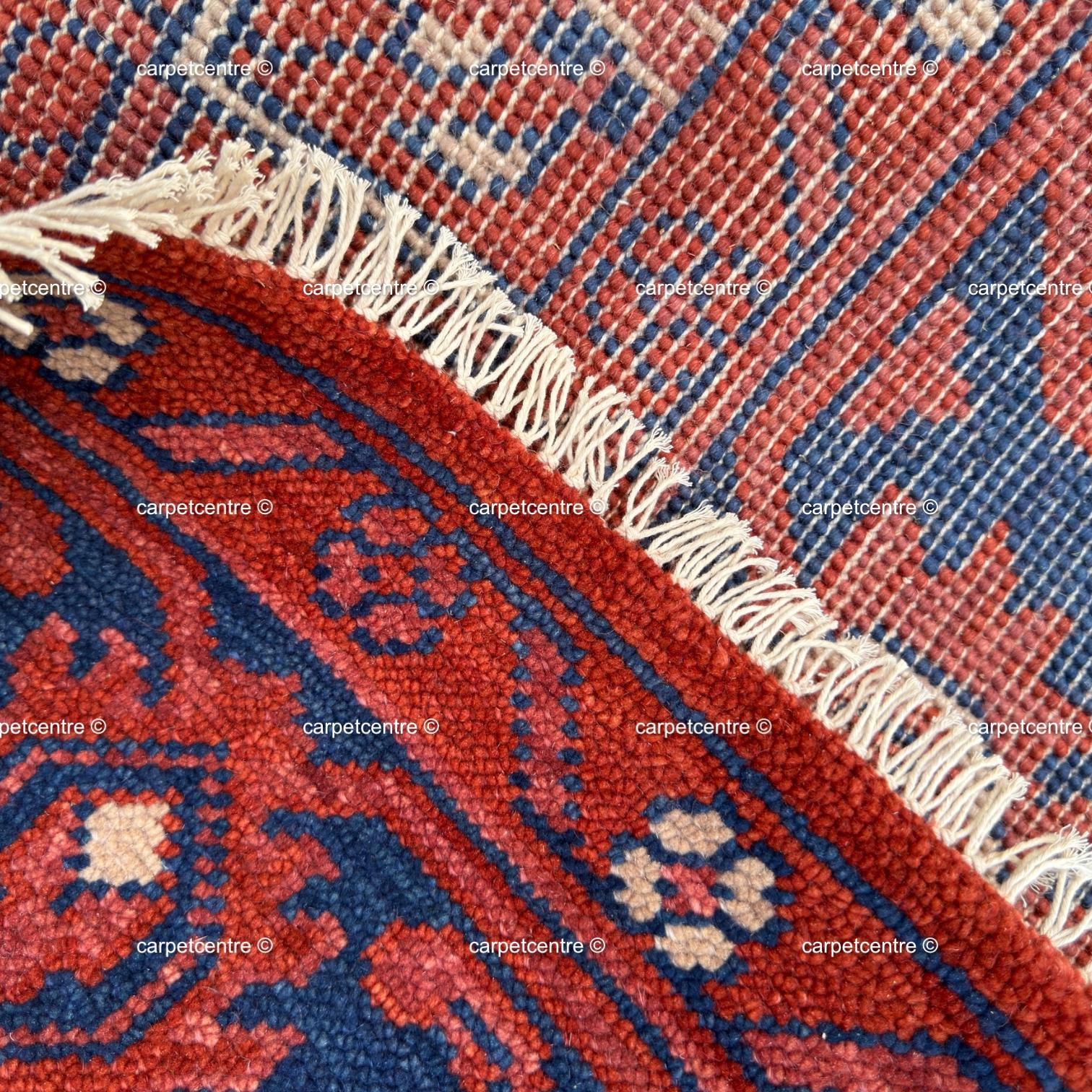 Dark Red Oushak Rug, Navy Blue Heriz Medallion, Hand Knotted 8x10 9x12 Wool Area Rug, Vintage Persian Style, Burgundy Living Room Carpet