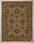 Hand-Knotted Wool Oushak Rug, Sage Green Floral, Arts & Crafts Style