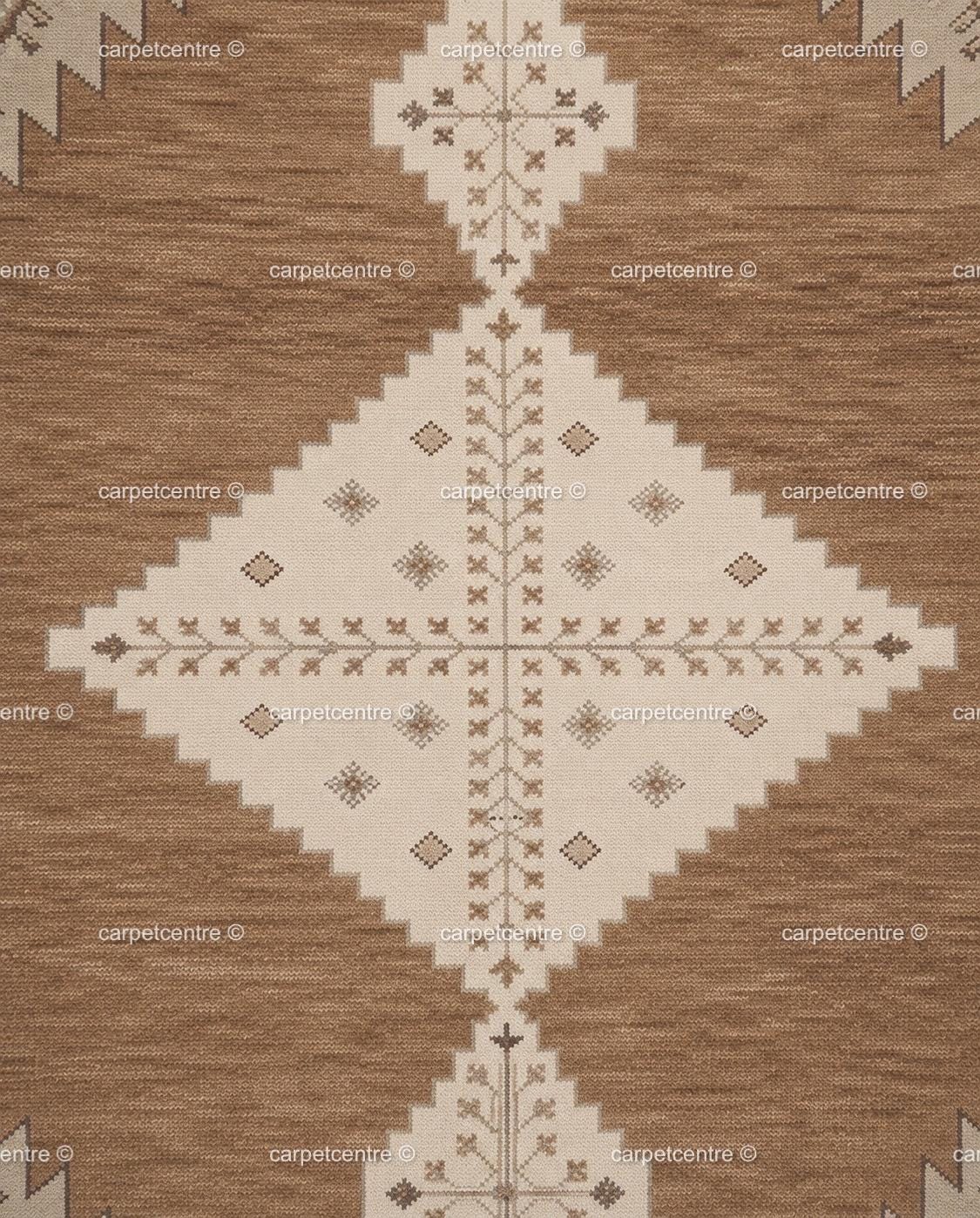 Hand Knotted Oushak Rug: Brown New Zealand Wool Tribal Carpet (Custom Size)