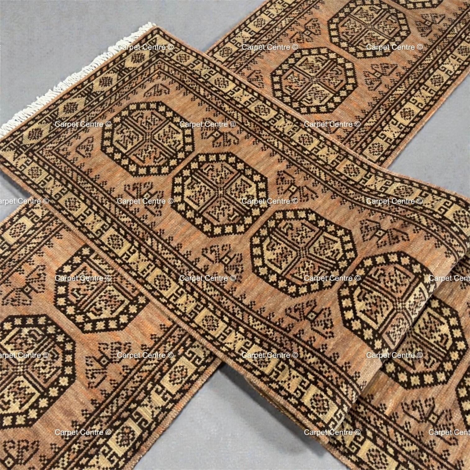 Vintage Oushak Runner Rug, Hand-Knotted Turkish Wool, Geometric Tribal Boho Hallway Decor