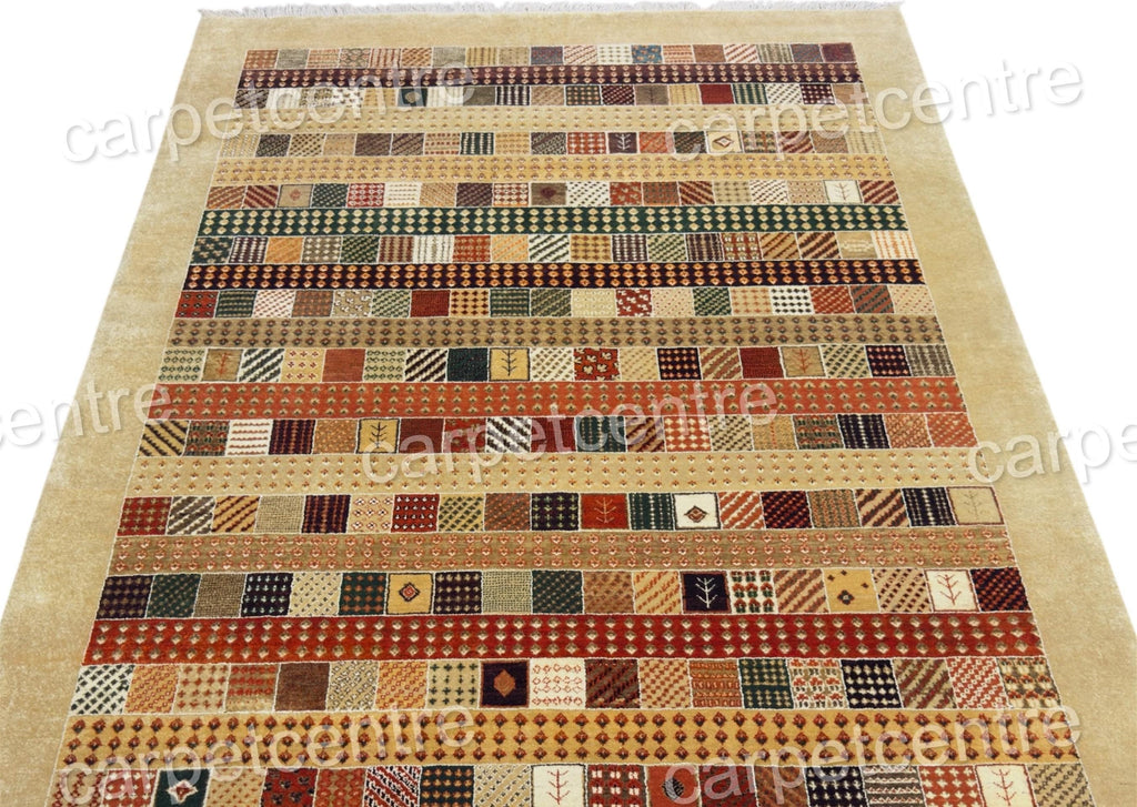 Hand-Knotted Wool Area Rug | Patchwork Tribal Geometric Design (8x6)