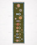 Handmade Wool Runner Rug – Olive Green Wildflower Botanical Carpet (Custom Sizes)