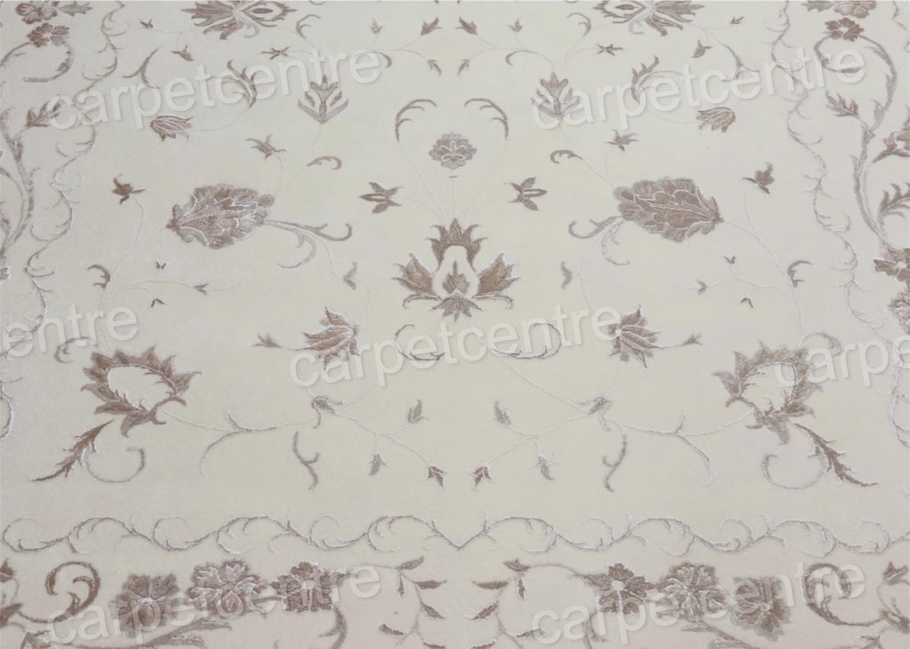 Vintage Floral Wool Area Rug: Handwoven Art Silk 9x6